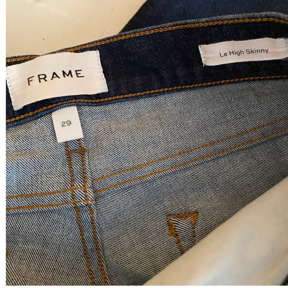 FRAME Le High Skinny Jeans Dark Wash Denim Size 29 - Picture 3 of 8